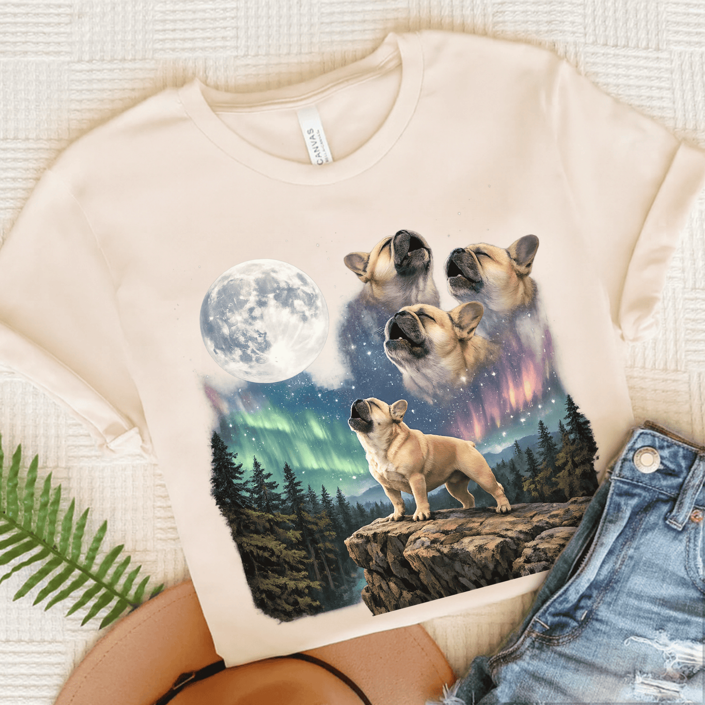 Fawn French Howling Galaxy Unisex TShirt Natural