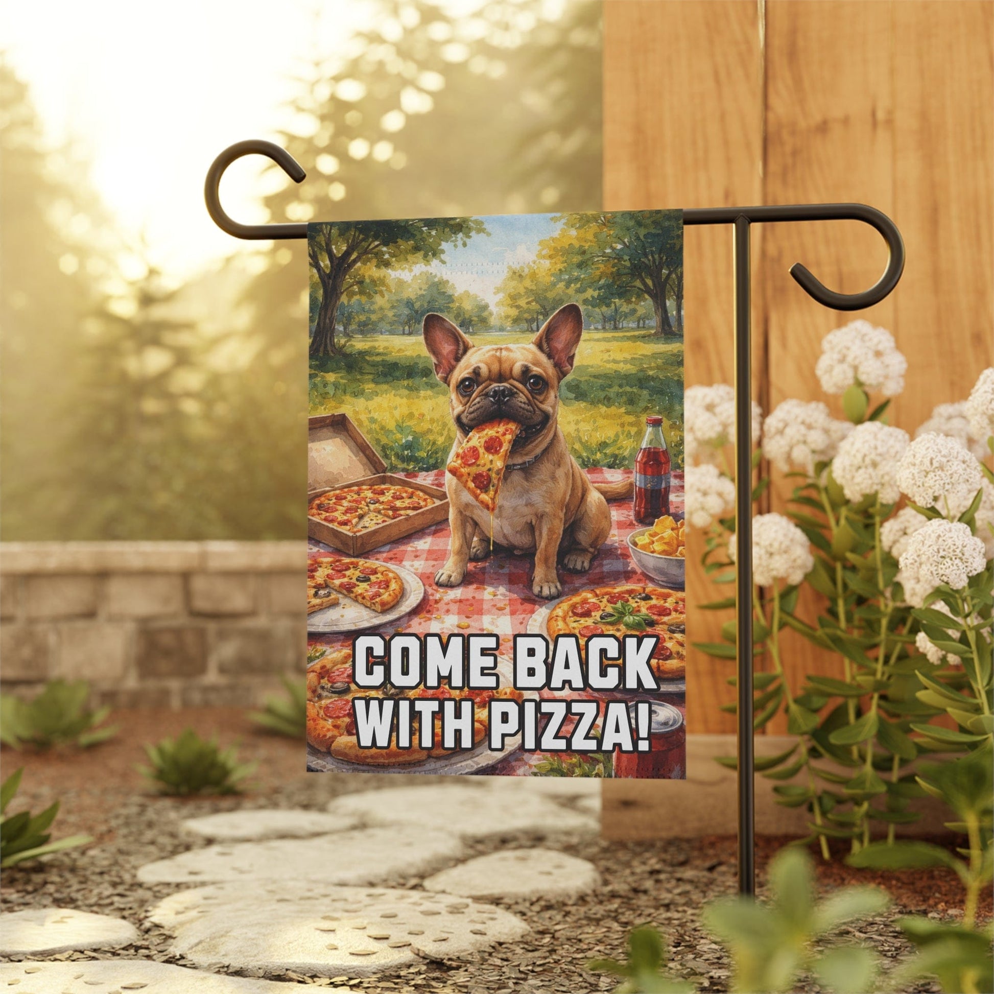 Fawn French Pizza Lover Foodie Garden Flag
