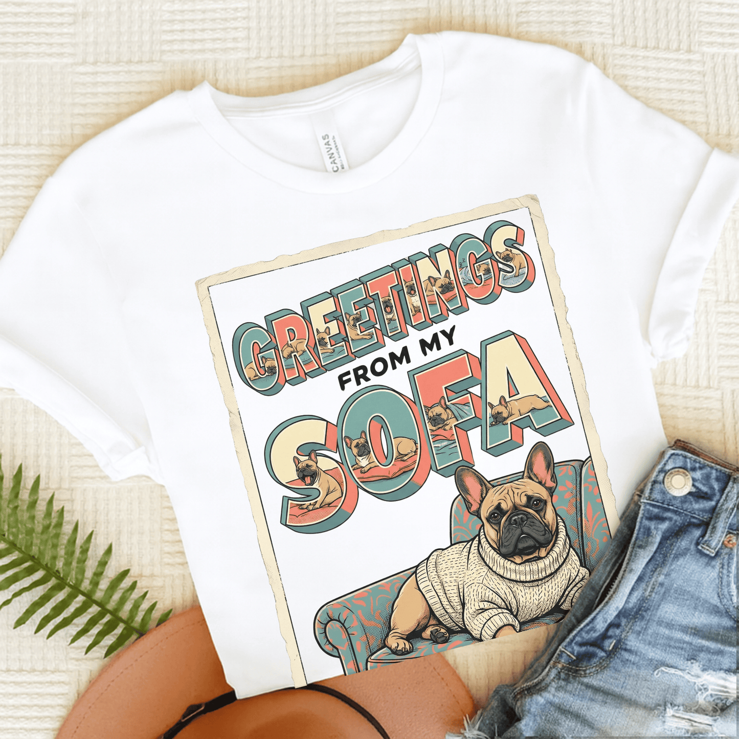 Fawn French Sofa Postcard Unisex TShirt White