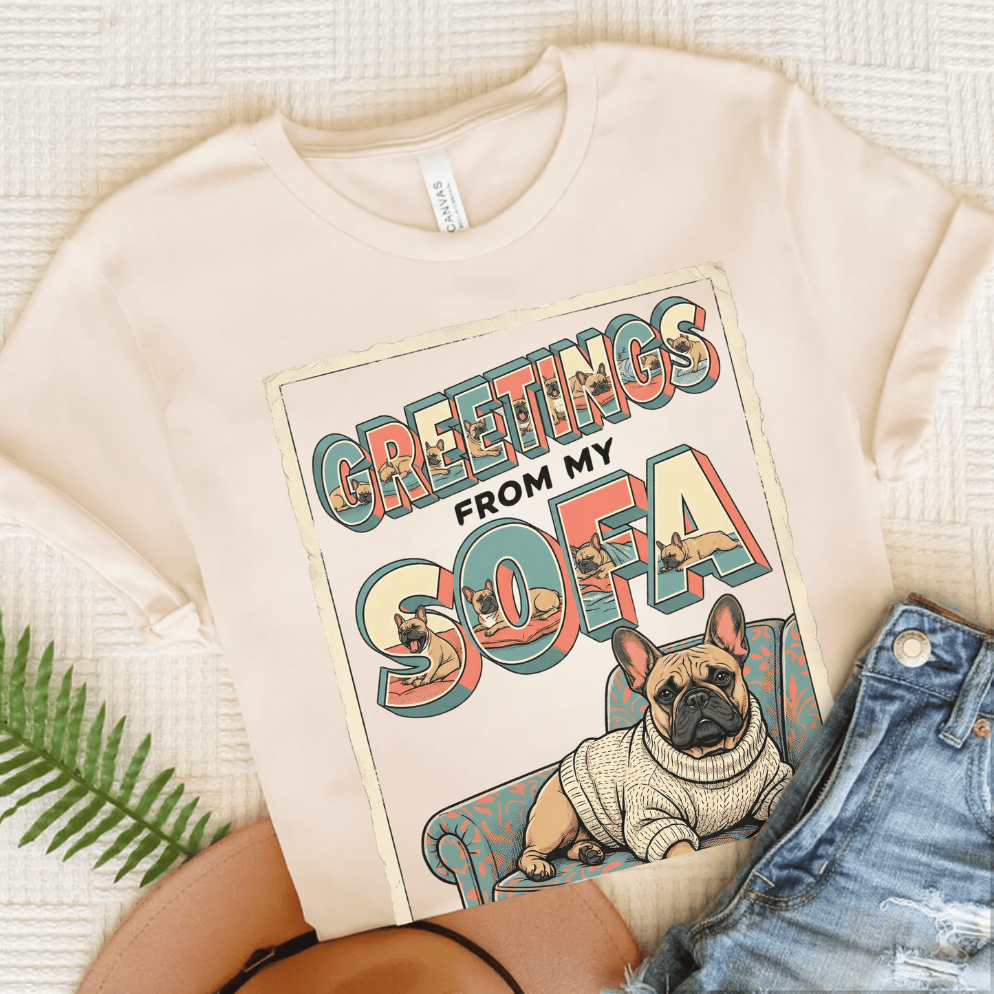 Fawn French Sofa Postcard Unisex TShirt Natural