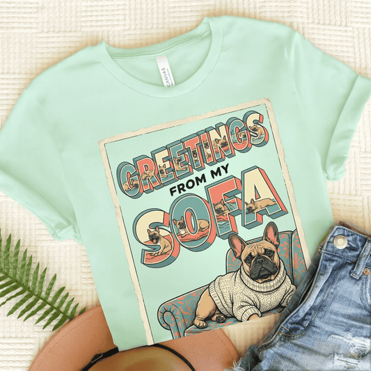 Fawn French Sofa Postcard Unisex TShirt Heather Mint