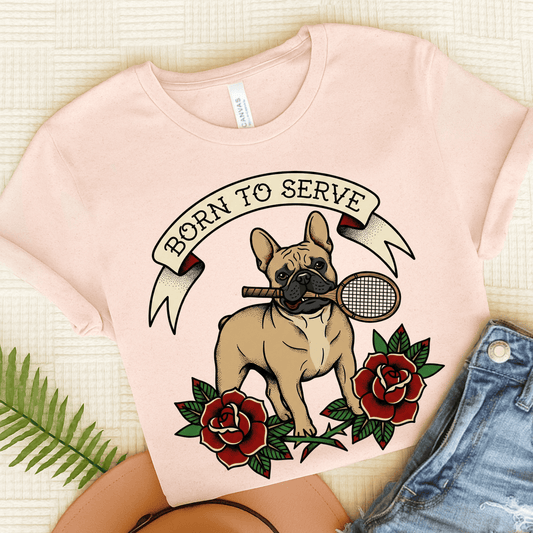 Fawn French Tennis Born to Serve Unisex Tshirt Soft Pink