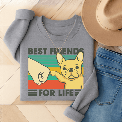 Fawn Frenchie Besties Sweatshirt Sport Grey