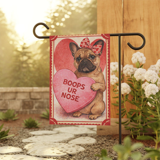 Fawn Frenchie Boops Your Nose Valentines Garden Flag