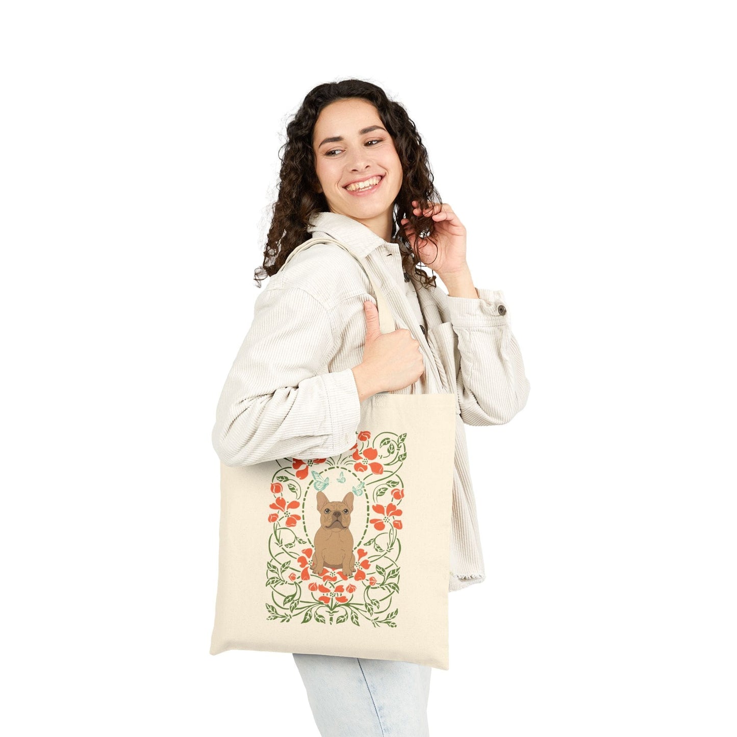 Fawn Frenchie Butterfly Frame Tote Bag