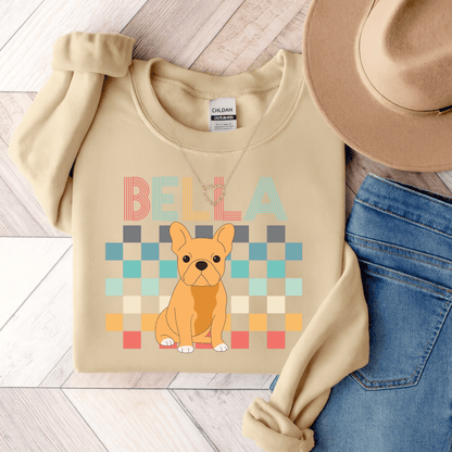 Fawn Frenchie Checkered Sweatshirt Sand