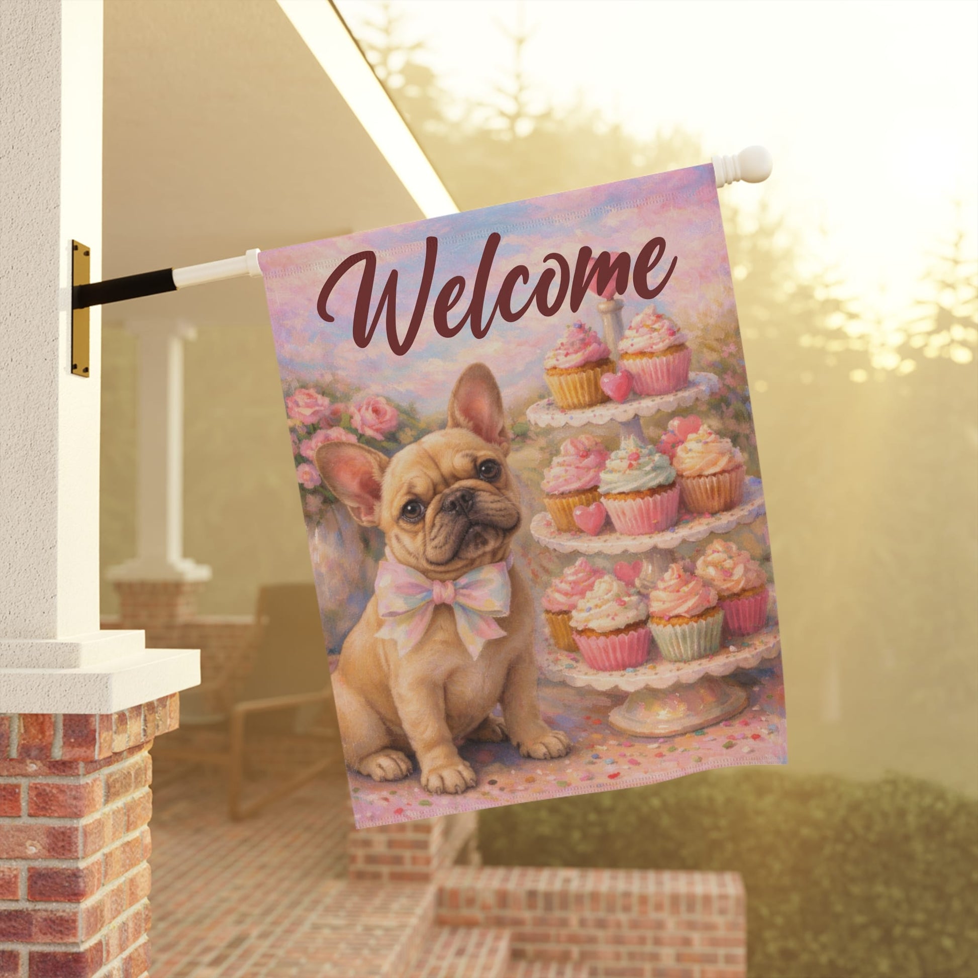 Fawn Frenchie Cupcake Baker Garden Yard Flag