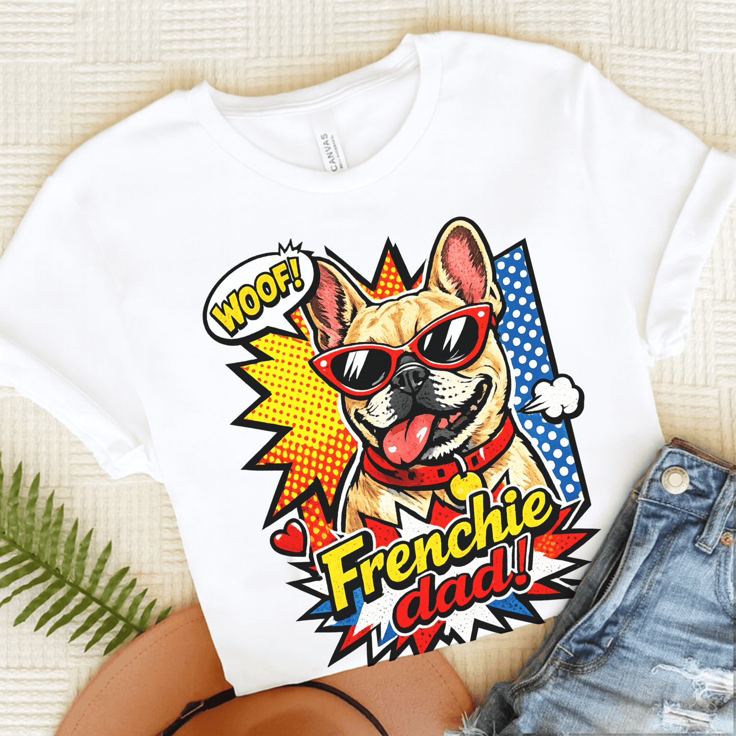 Fawn Frenchie Dad Fathers Day Cartoon Unisex TShirt White