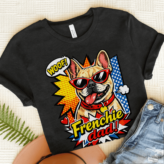 Fawn Frenchie Dad Fathers Day Cartoon Unisex TShirt Dark Grey Heather