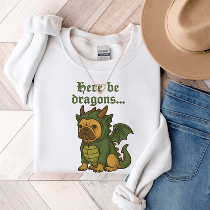 Fawn Frenchie Dragons Sweatshirt White