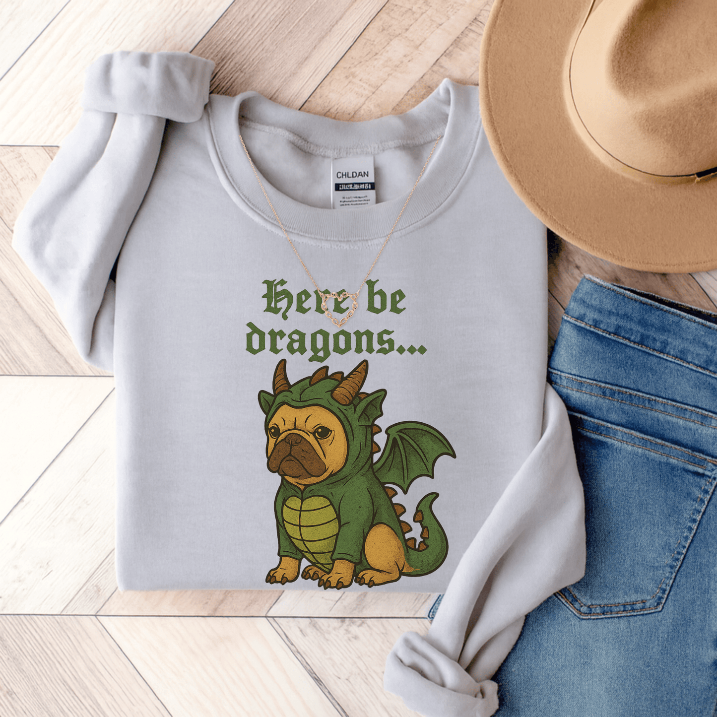 Fawn Frenchie Dragons Sweatshirt Ash