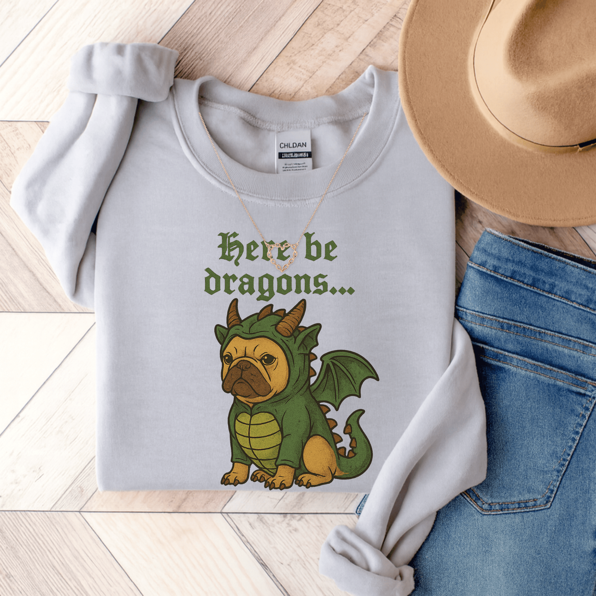 Fawn Frenchie Dragons Sweatshirt Ash