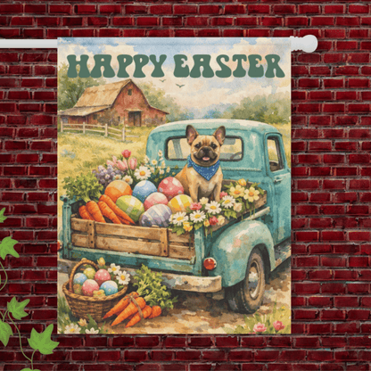 Fawn Frenchie Easter country Garden Yard Flag 24.5'' × 32''