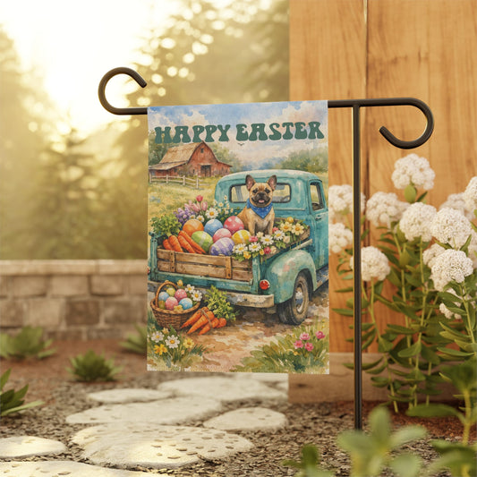 Fawn Frenchie Easter country Garden Yard Flag