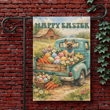 Fawn Frenchie Easter country Garden Yard Flag 12'' × 18''