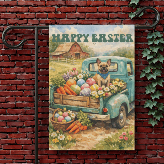 Fawn Frenchie Easter country Garden Yard Flag 12'' × 18''