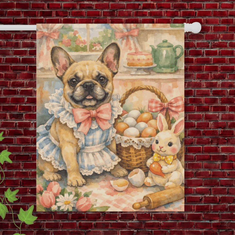 Personalized Frenchie Easter Baking Garden Flag 24.5'' × 32''