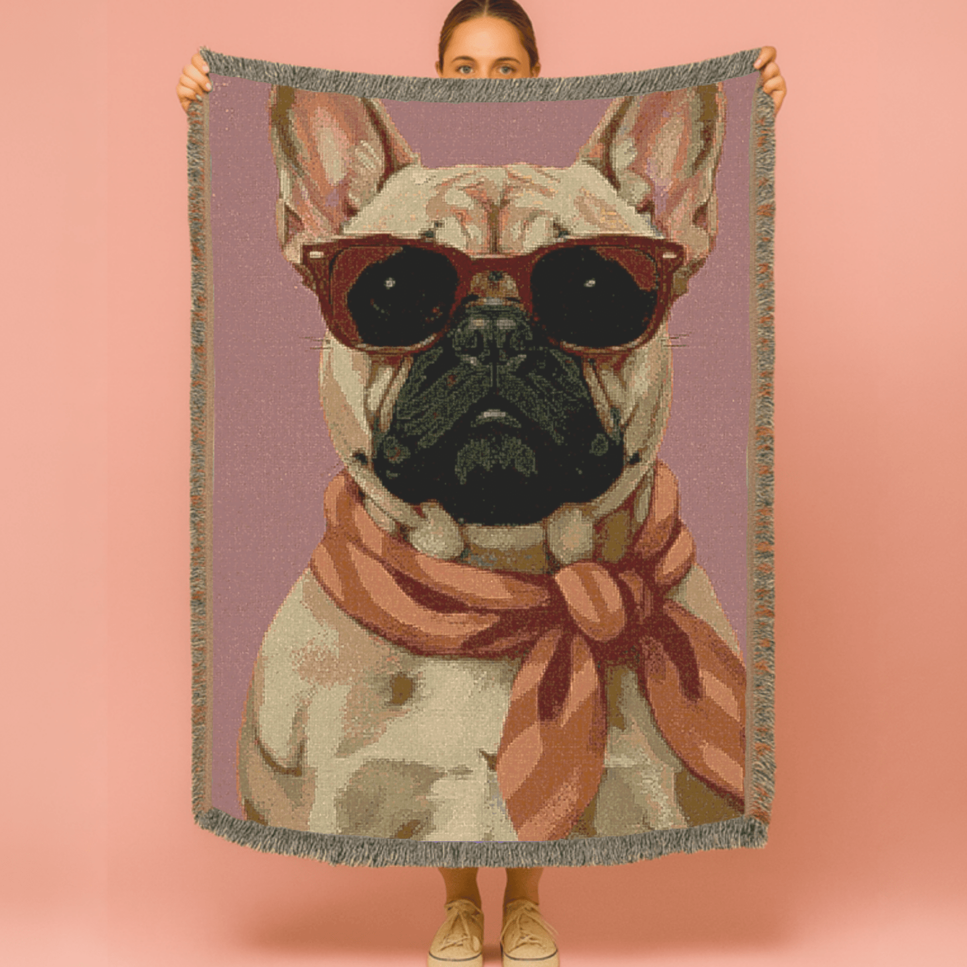 Fawn Frenchie Fabulous Woven Blanket