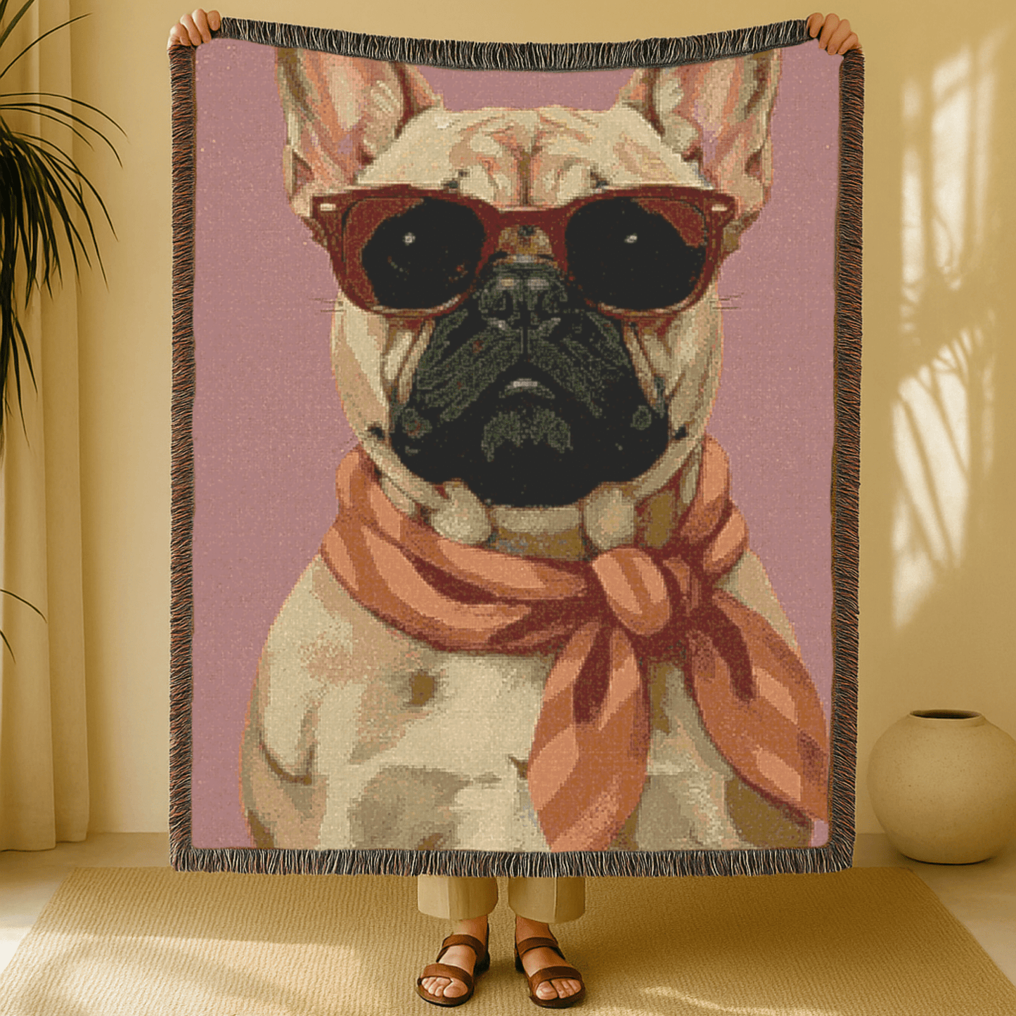 Fawn Frenchie Fabulous Woven Blanket