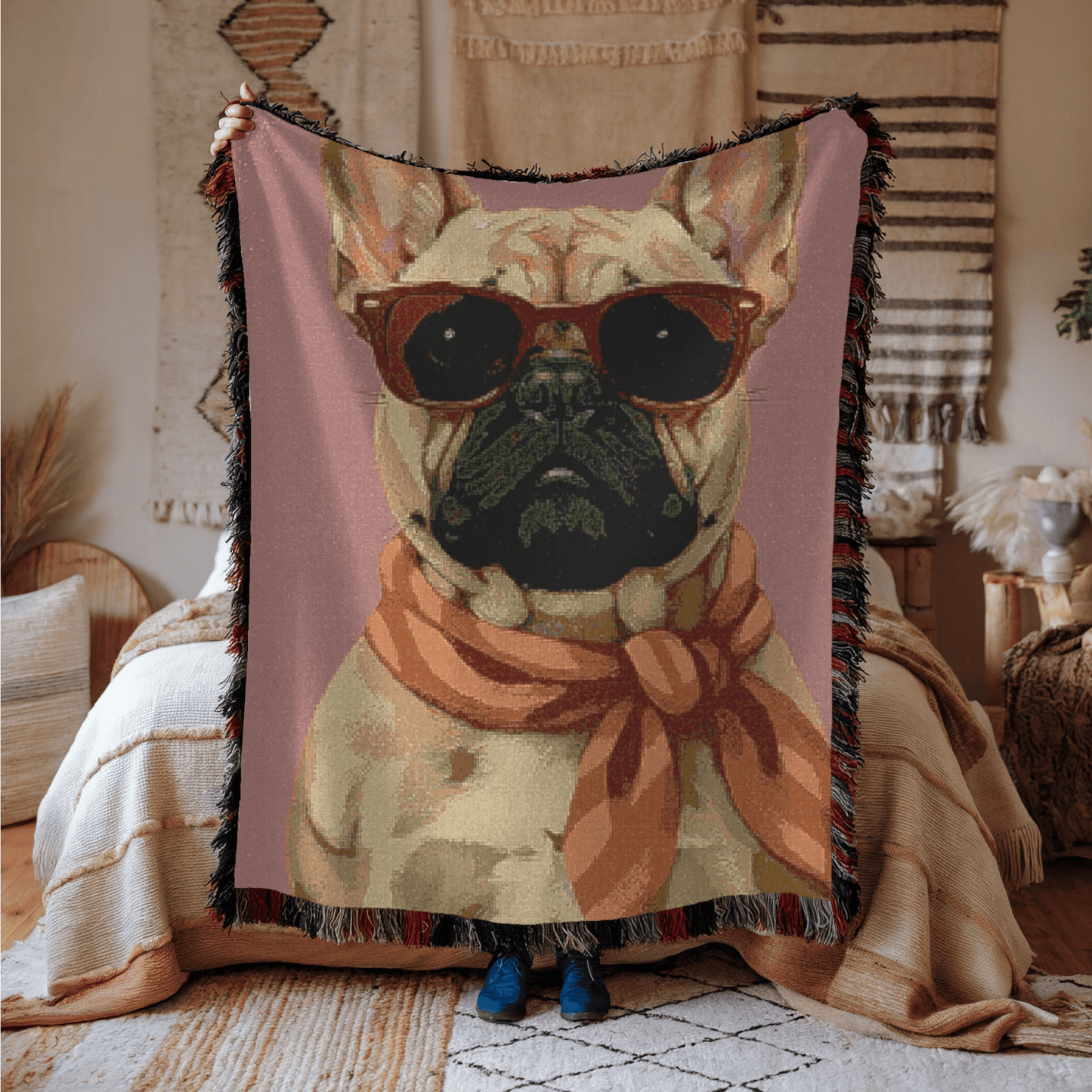 Fawn Frenchie Fabulous Woven Blanket