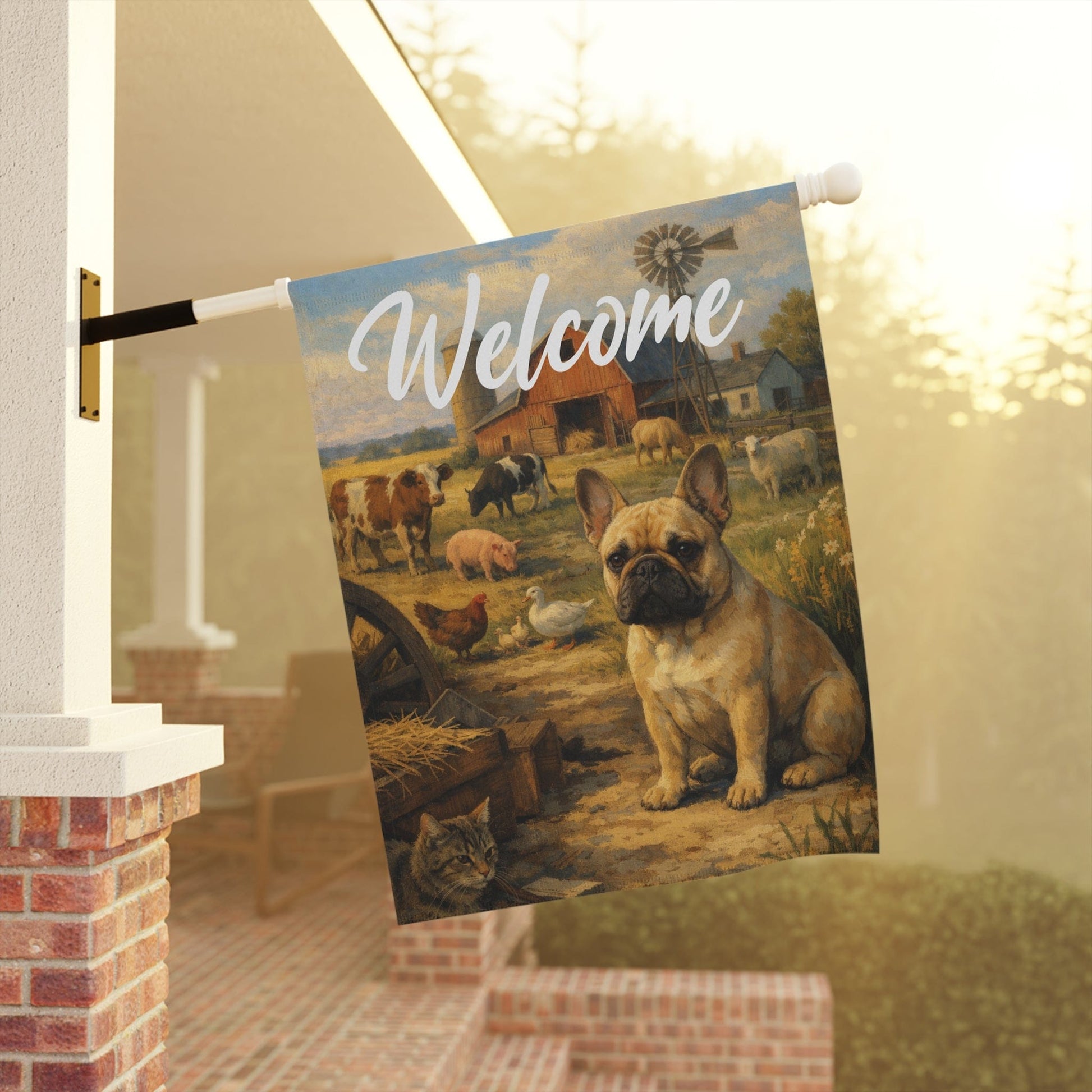 Fawn Frenchie Farm Animals Yard Flag