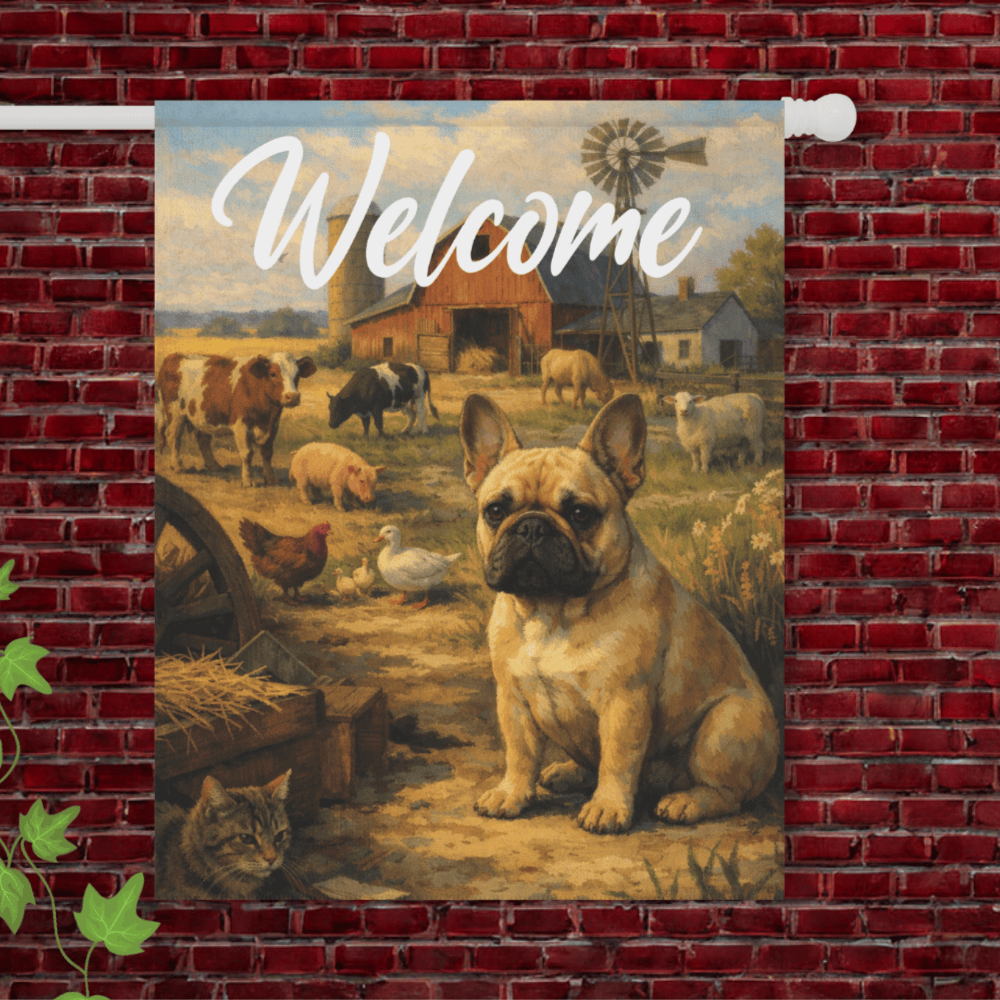 Fawn Frenchie Farm Animals Yard Flag 24.5'' × 32''