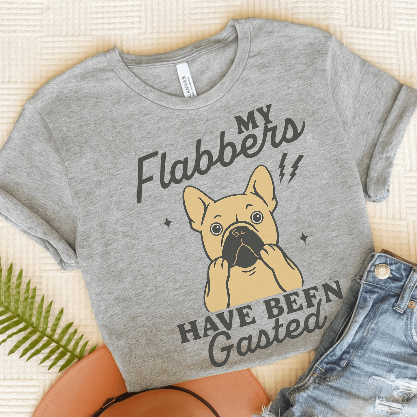 Fawn Frenchie Flabbergasted Tshirt Athletic Heather