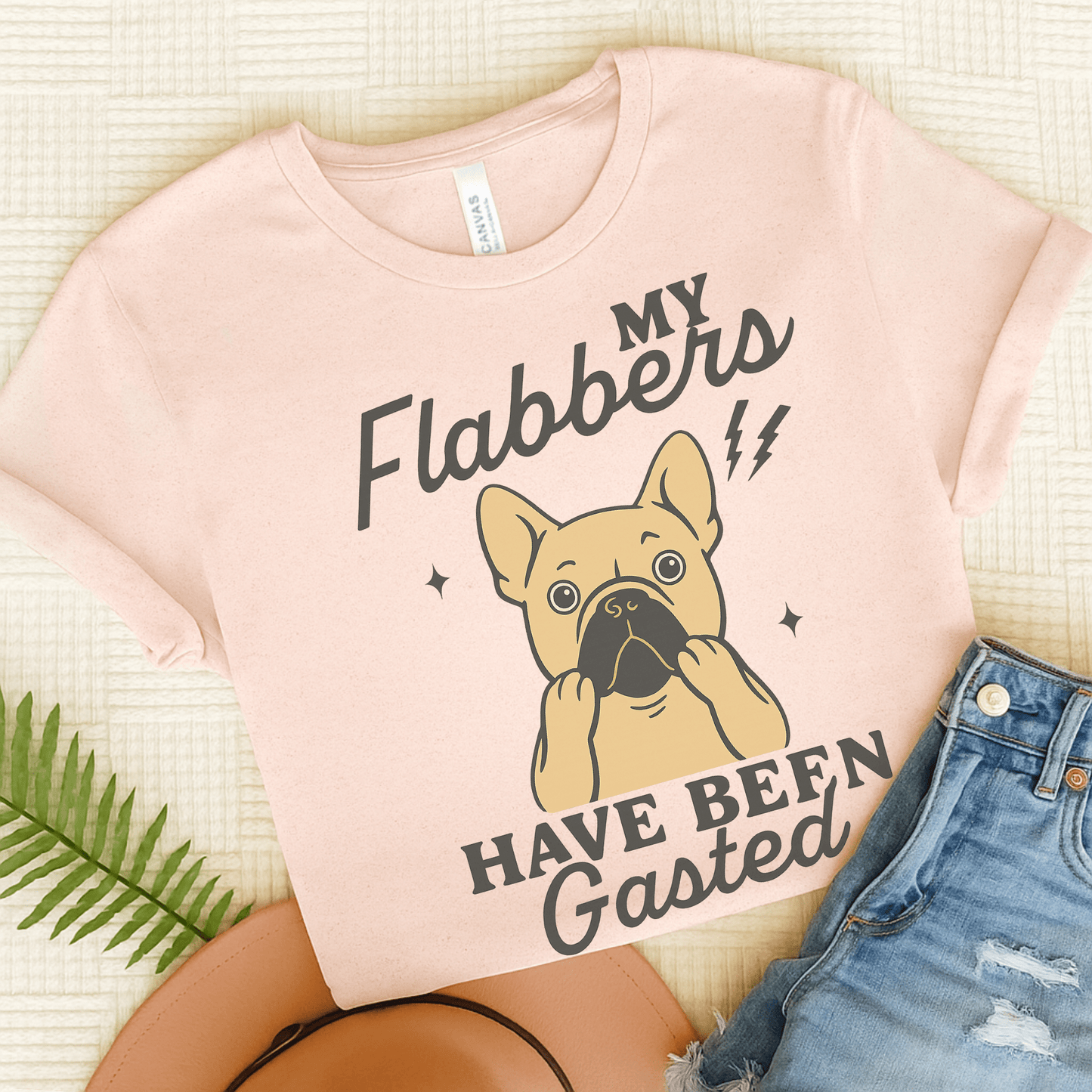 Fawn Frenchie Flabbergasted Tshirt Soft Pink