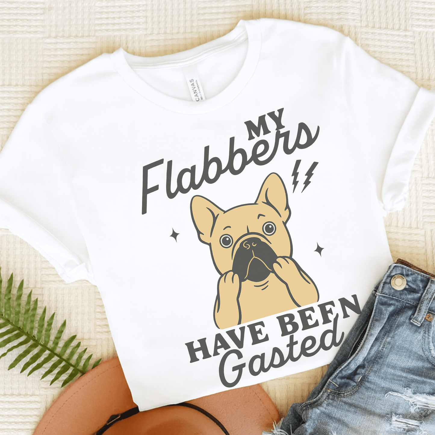 Fawn Frenchie Flabbergasted Tshirt White