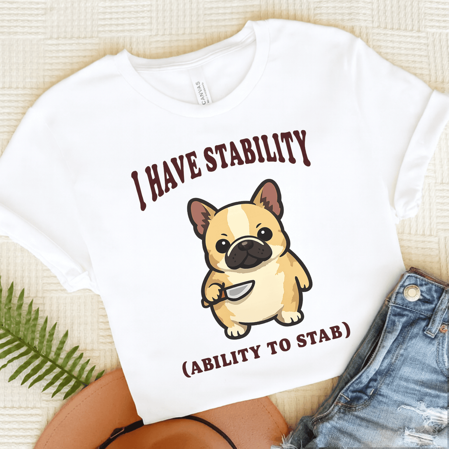Fawn Frenchie Funny Stability Unisex TShirt White