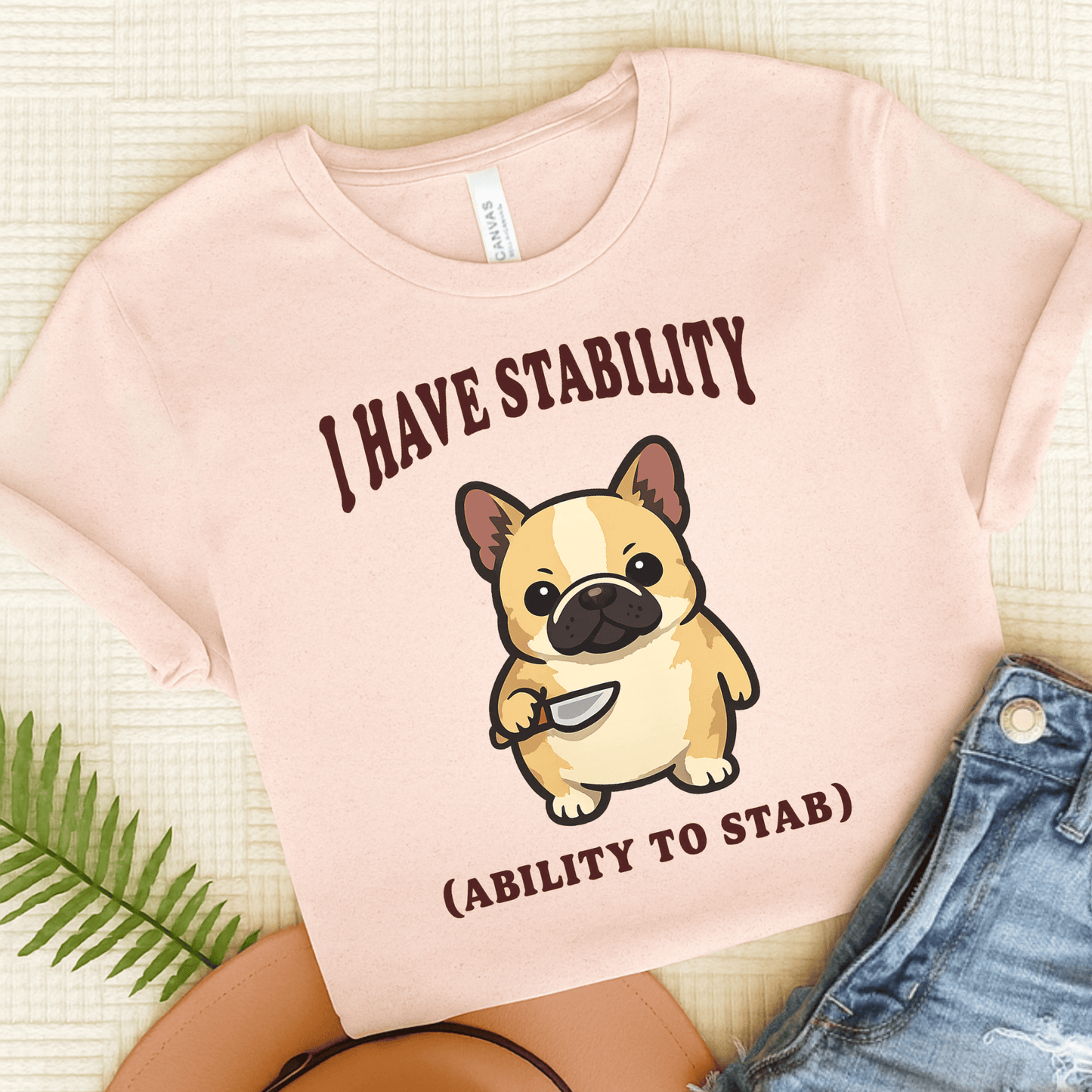 Fawn Frenchie Funny Stability Unisex TShirt Soft Pink