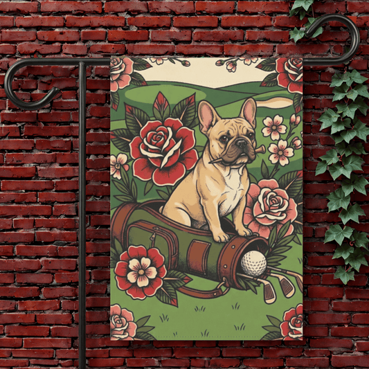 Personalized Frenchie Golfing Dog Yard Flag 12'' × 18''