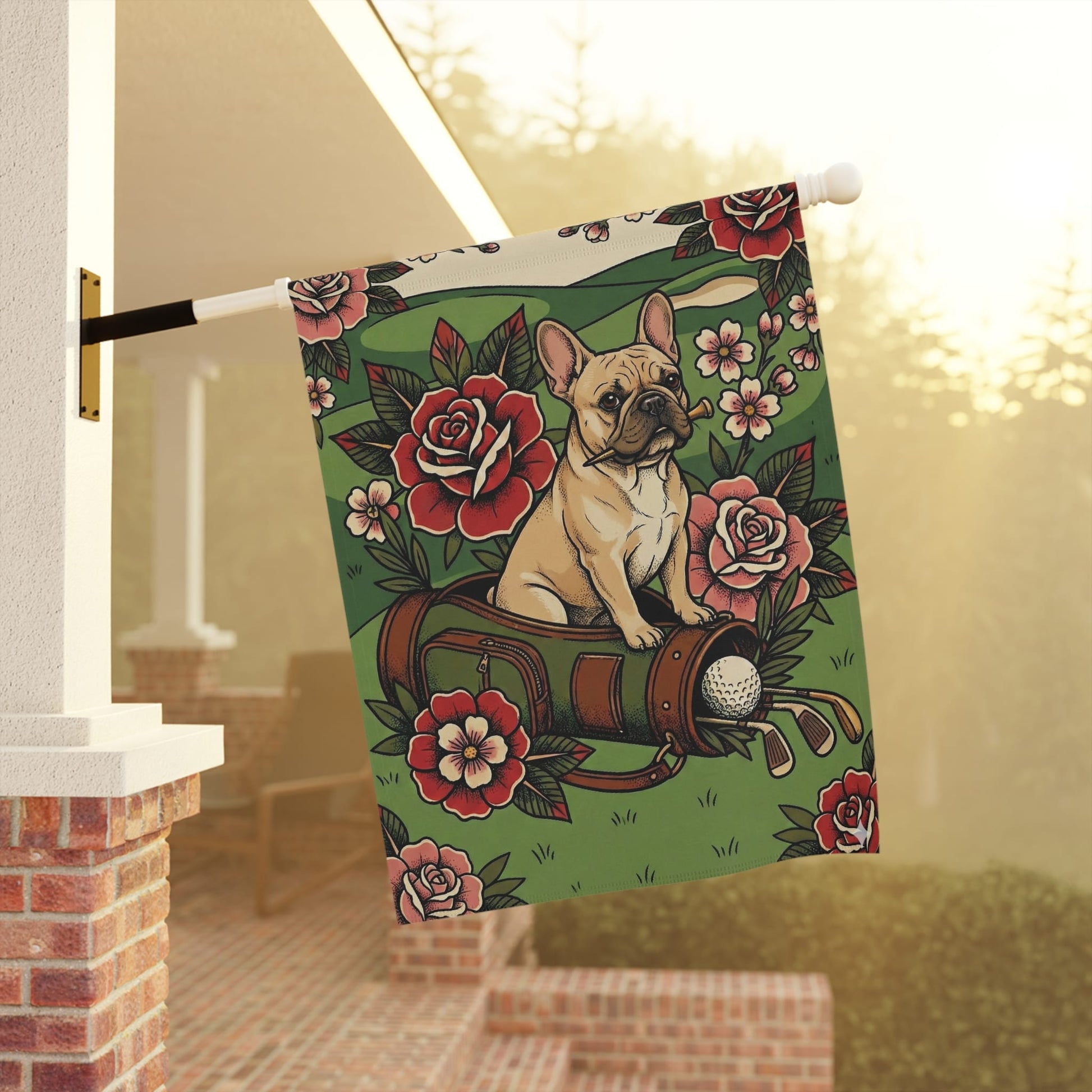 Personalized Frenchie Golfing Dog Yard Flag