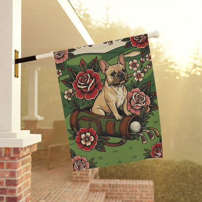 Personalized Frenchie Golfing Dog Yard Flag