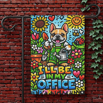 Fawn Frenchie Graffiti Gardening Garden Flag 12'' × 18''