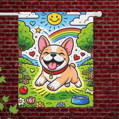 Fawn Frenchie Happy Summer Day Garden Flag 24.5'' × 32''