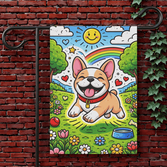 Fawn Frenchie Happy Summer Day Garden Flag 12'' × 18''