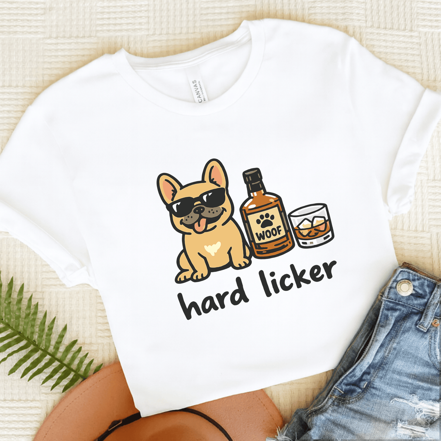Fawn Frenchie Hard Licker Drinking Unisex TShirt White