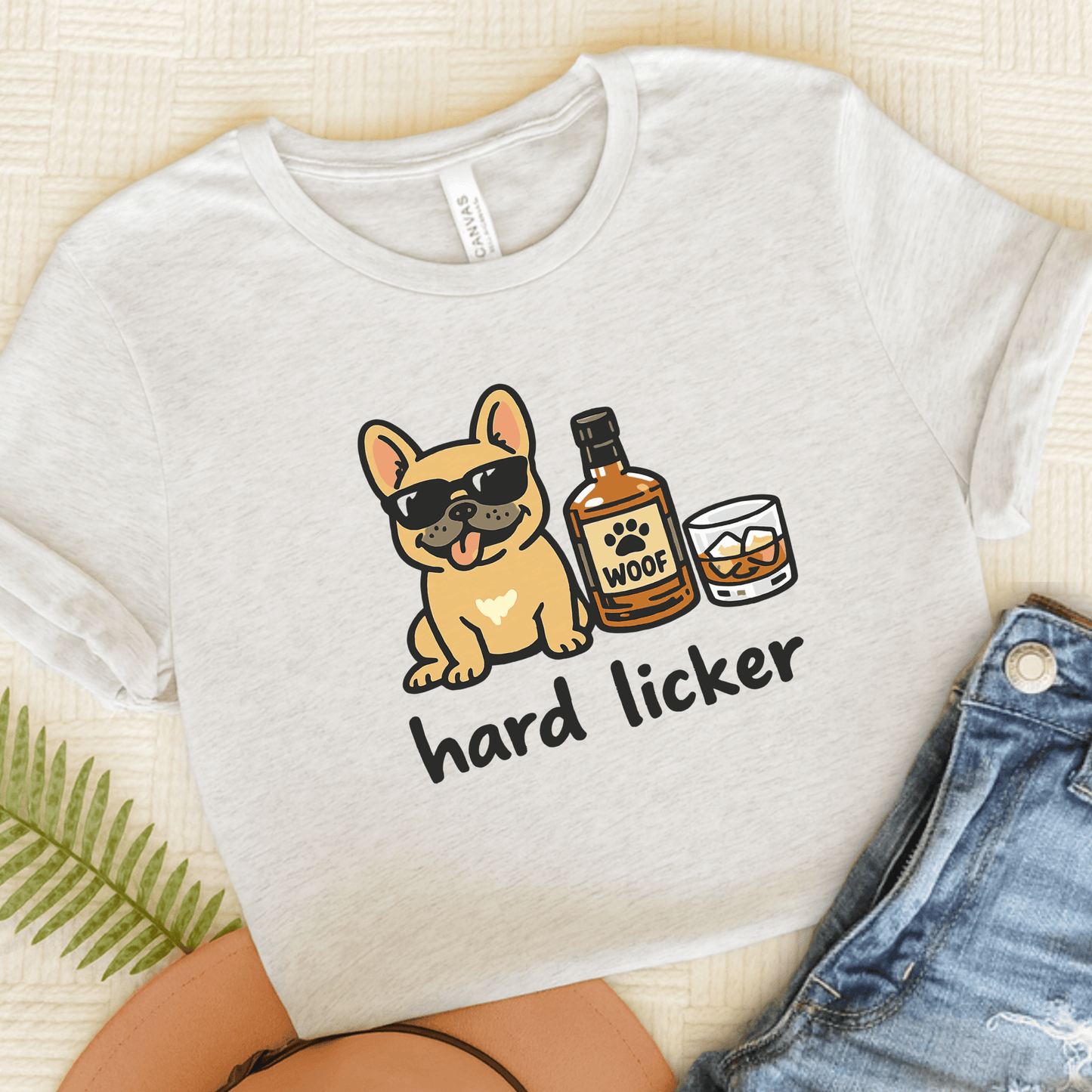 Fawn Frenchie Hard Licker Drinking Unisex TShirt Ash