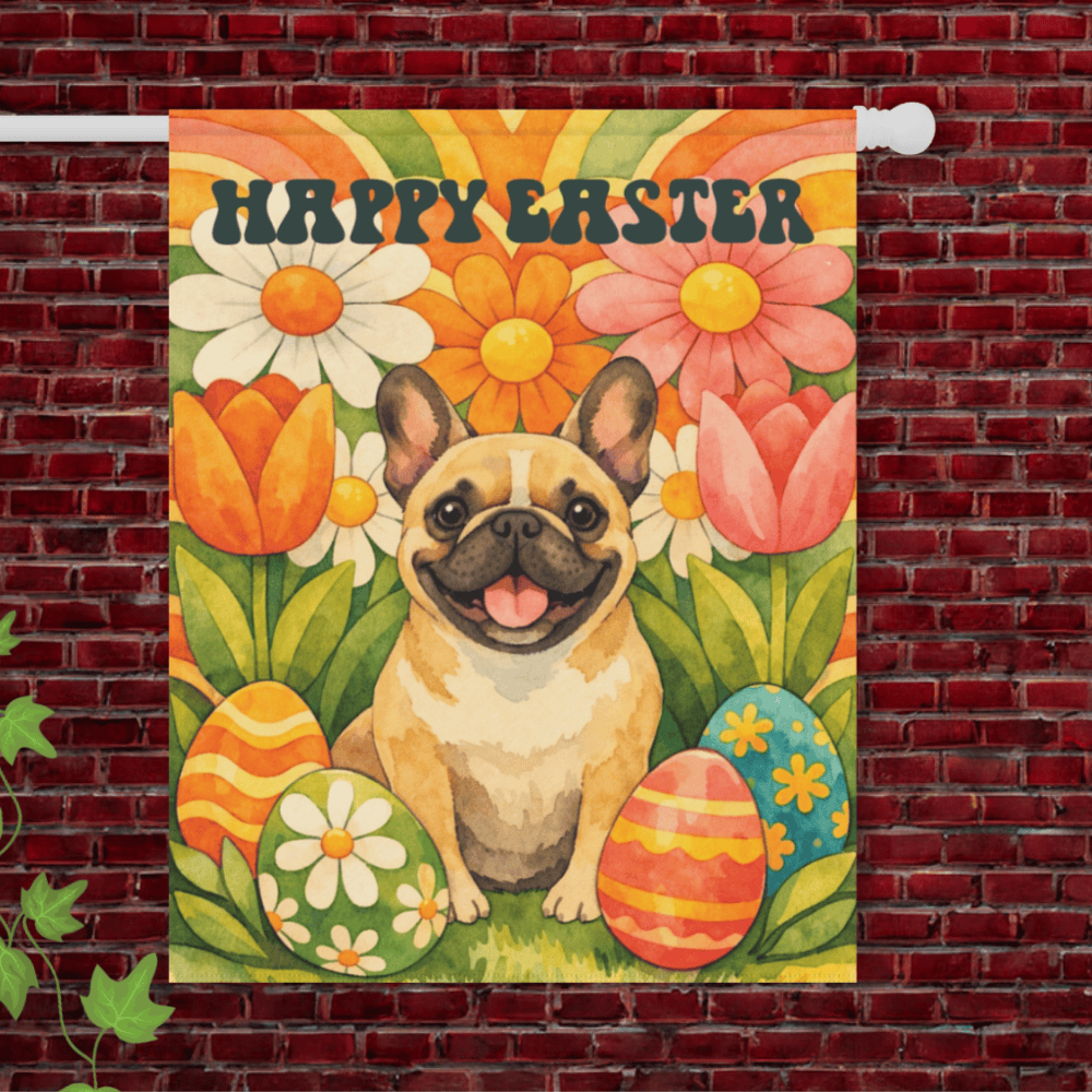 Fawn Frenchie Hippie Easter Garden Yard Flag 24.5'' × 32''