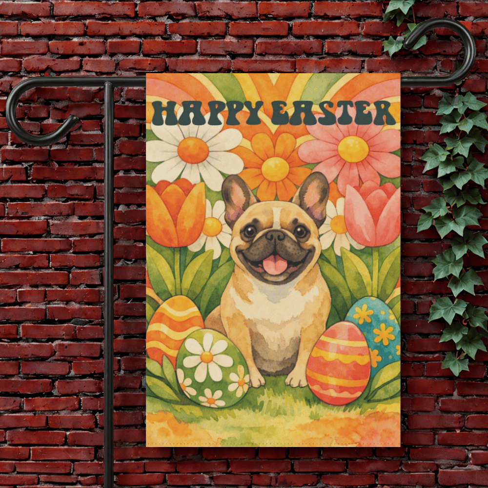 Fawn Frenchie Hippie Easter Garden Yard Flag 12'' × 18''