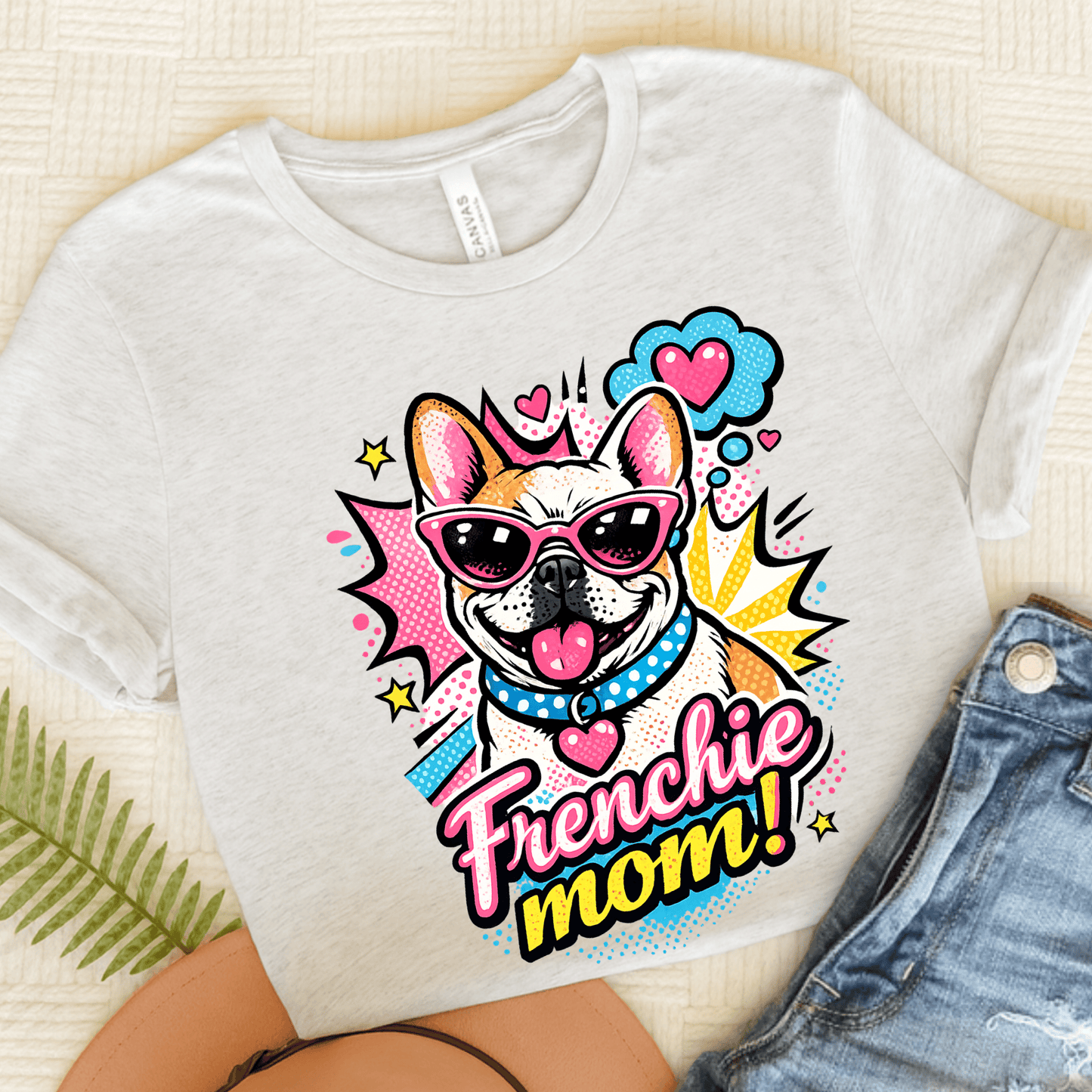 Fawn Piebald Frenchie Mom Mothers Day Comic Unisex TShirt Ash