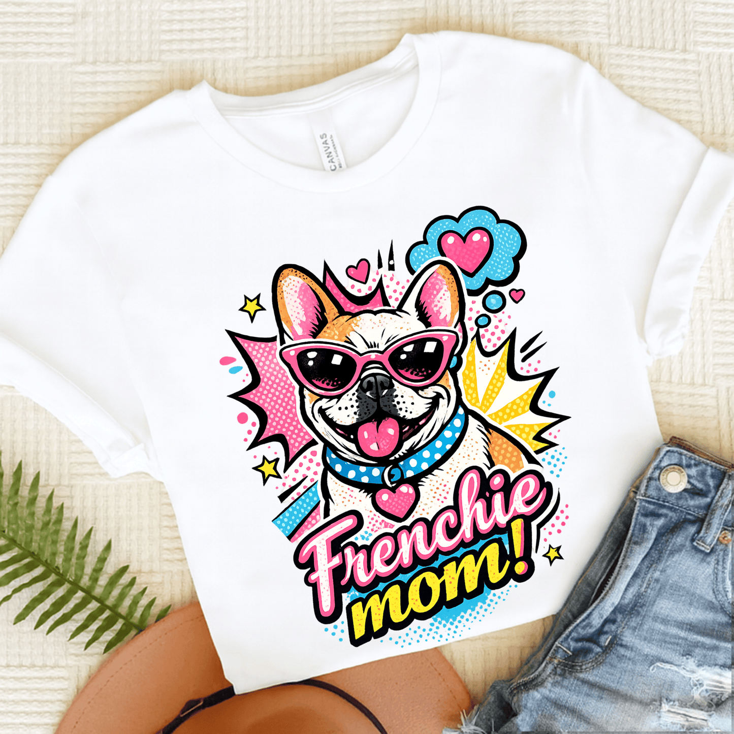 Fawn Piebald Frenchie Mom Mothers Day Comic Unisex TShirt White