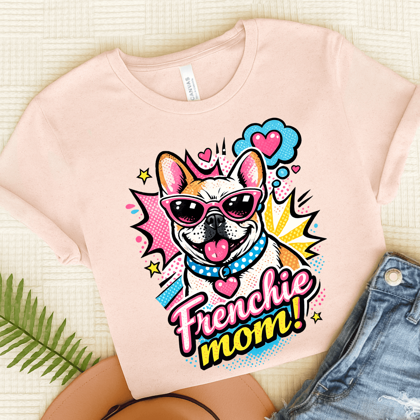 Fawn Piebald Frenchie Mom Mothers Day Comic Unisex TShirt Soft Pink