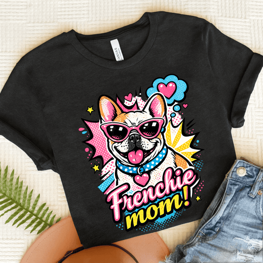 Fawn Piebald Frenchie Mom Mothers Day Comic Unisex TShirt Dark Grey Heather