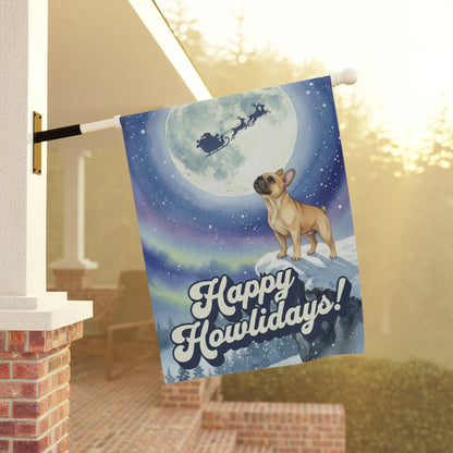 Fawn Frenchie Nighttime Howlidays Garden Yard Flag