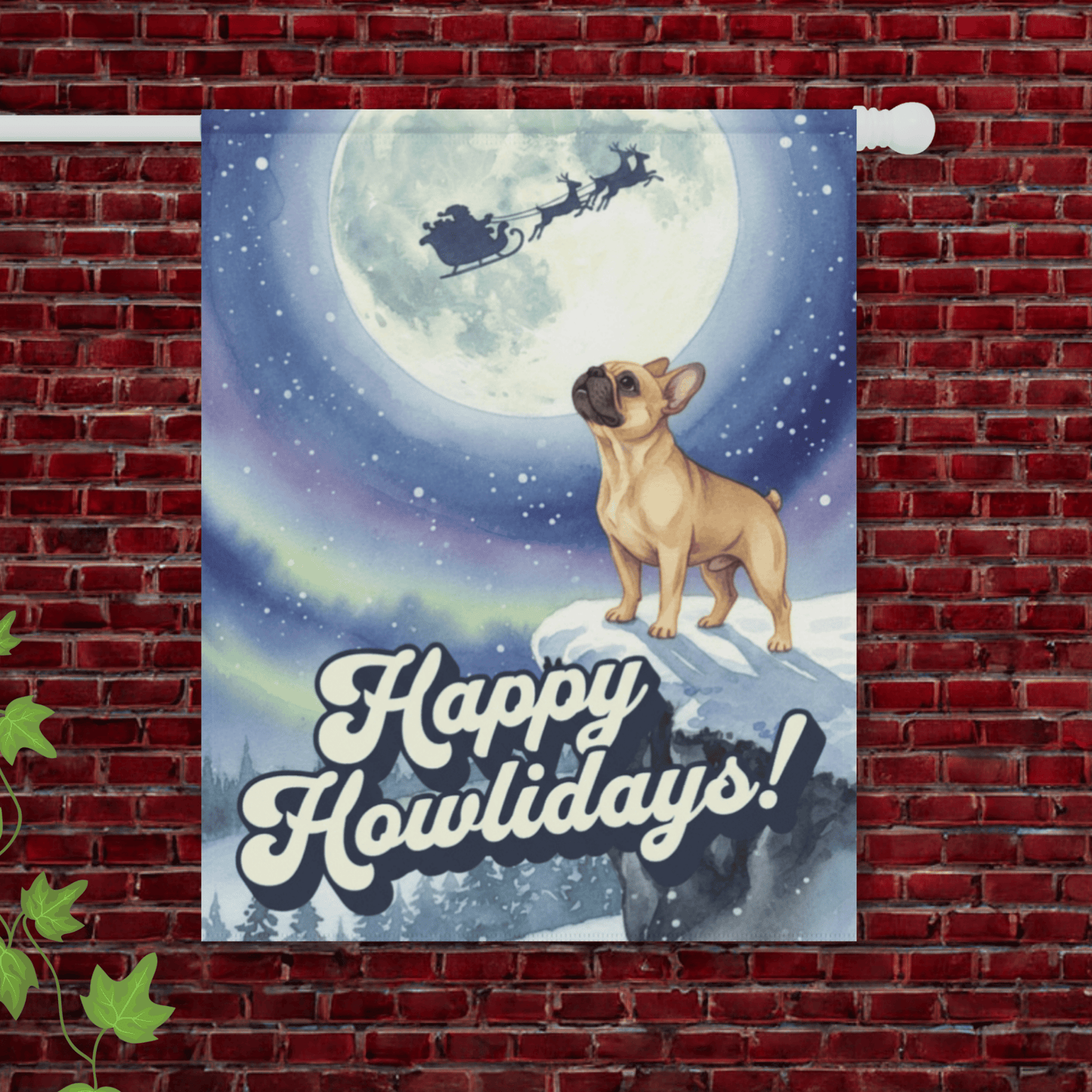 Fawn Frenchie Nighttime Howlidays Garden Yard Flag 24.5'' × 32''
