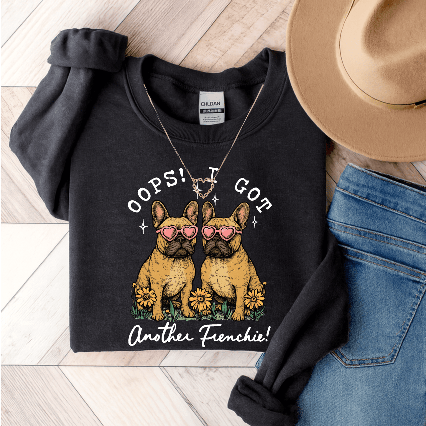 Fawn Frenchie Oops Sweatshirt Black