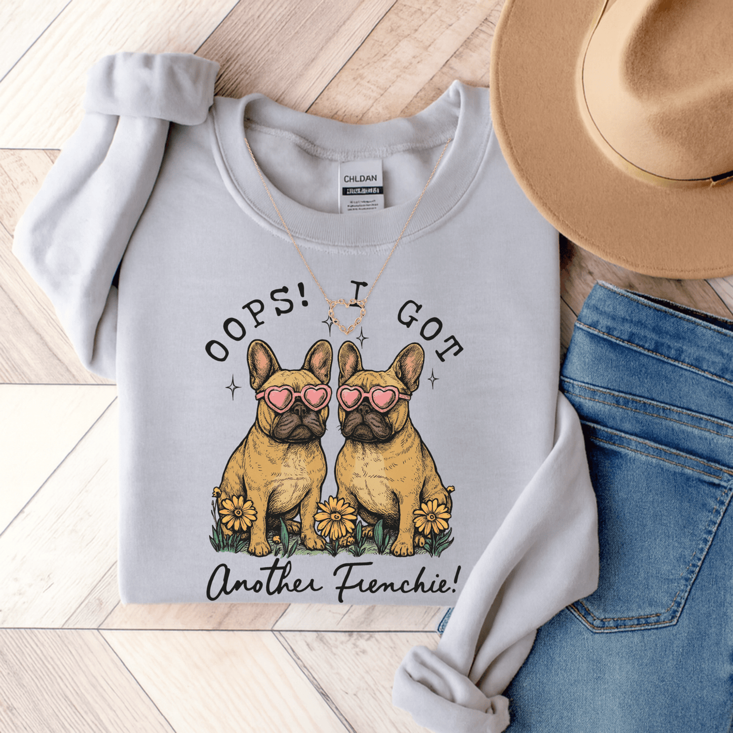 Fawn Frenchie Oops Sweatshirt Ash