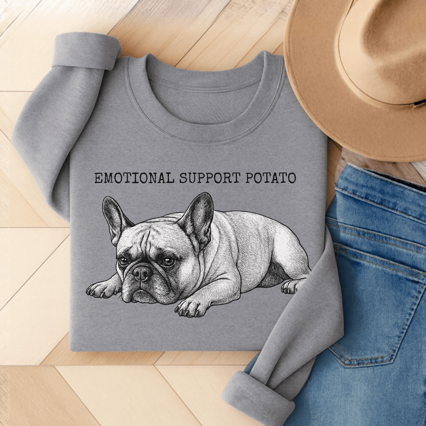 Fawn Frenchie Potato Unisex Sweatshirt Sport Grey